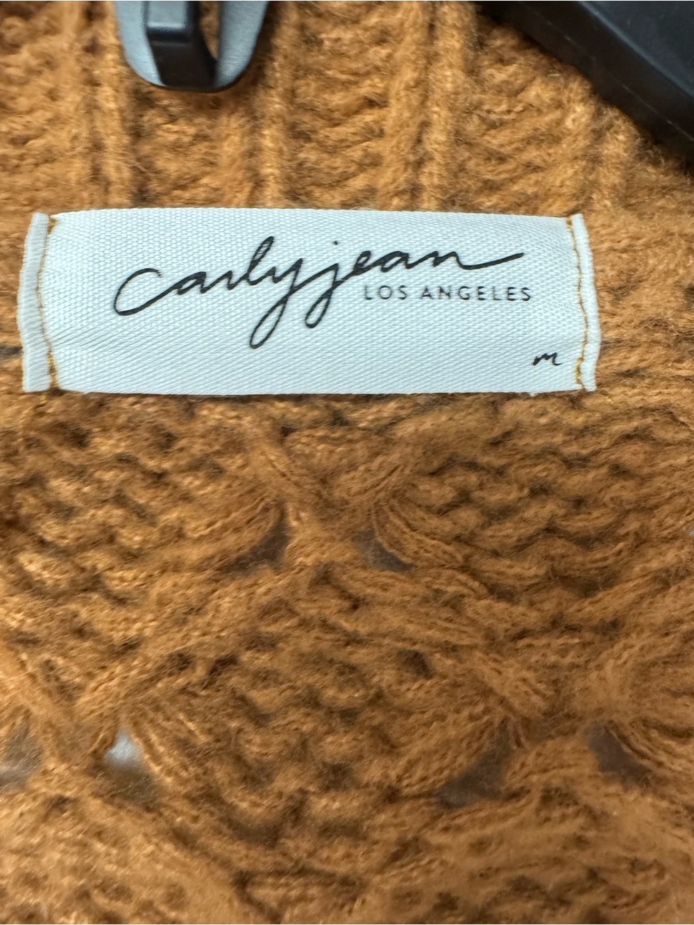 Carly Jean Los Angeles Cardigan Sweater M brown cream Chunky Knit Cozy Cabin - Picture 5 of 10